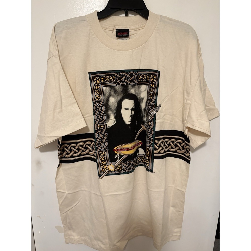 Rare Vintage HIGHLANDER Official Product Sword 1996 T Shirt 90s TV Show Promo XL